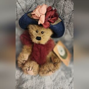Plush Teddy Bear with Blue Hat and Red Outfit